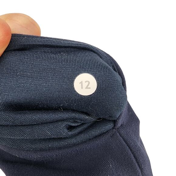 Lululemon Navy Blue High-Rise Mesh Panel 7/8 Side Pockets Leggings Size 12 - Picture 2 of 3